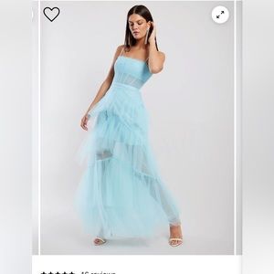 Bcbg Oly Tiered Ruffle Tulle Evening Gown